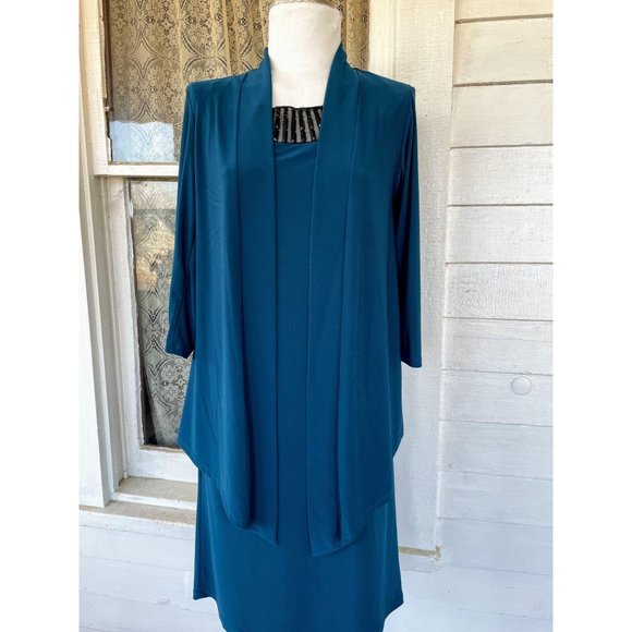 Vintage Tiana B Blue Beaded Dress Size 6 NWT - Picture 2 of 11